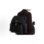 PRADA Explore Explore Enamel triangular metal logo backpack for both men and women, black couple style